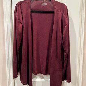 Easy Open-Front Cardigan Sweater in Burgundy Maroon Wine Sz XXL 2x